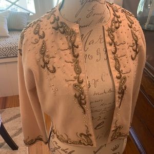 Vintage Cream Beaded Cardigan